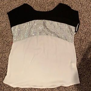 Black and white and sequined dress top